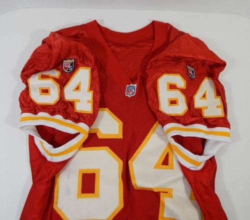 1995 Kansas City Chiefs Abrams 64 Jogo emitido em Red Jersey DP23401 - Jerseys de Jerseys usados ​​da NFL não assinada
