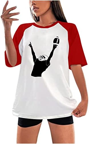 Camiseta feminina de beisebol no verão round round toups tops soltos de manga curta t camisetas de beisebol tees gráficas