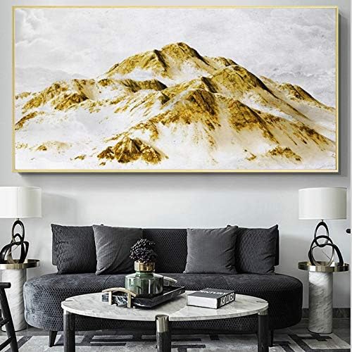 Pintura a óleo pintada à mão em tela, pinturas modernas paisagem de tamanho grande pintura à mão Pintura dourada montanhosa