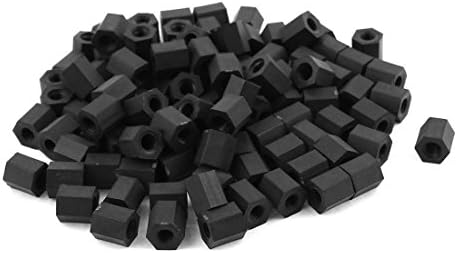 Aexit 100 PCs Spacers & Standoffs M3 x 6mm Nylon preto Hex Hex Hexagonal Thread Spacers Spacer Suporte