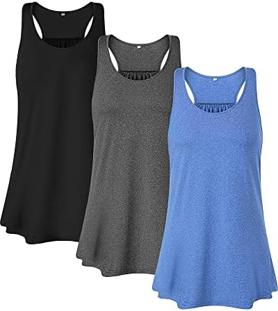 Xaatren 3 peças Tops Tops para mulheres escapam o pescoço de tanques de pilotagem solta tampas de ioga camisetas atléticas