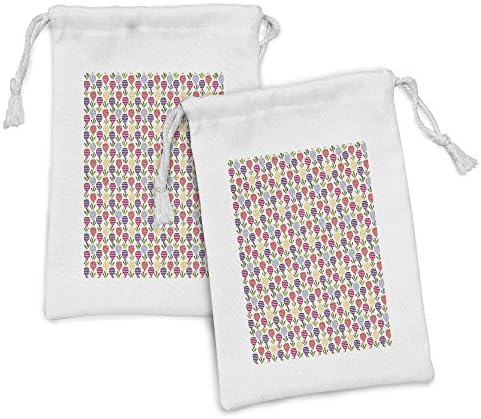 Turros de Ambesonne Stop Tab Fabric bolsa Conjunto de 2, estilo de doodle desenhado as ondas de listras de vegetais ou ziguezagues