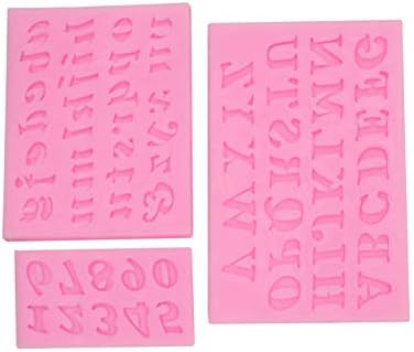 Hengke 2 conjuntos de 3 peças moldes de silicone letras maiúsculas, letras minúsculas e números de molde copos de