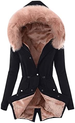Senhoras Casas de revestimento feminino inverno quente espesso jaqueta longa com capuz de capuz de capuz de grandes dimensões