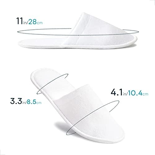 6 pares de chinelos descartáveis ​​brancos verão, algodão fechado de spa de dedo do pé para mulheres e homens, chinelos respiráveis