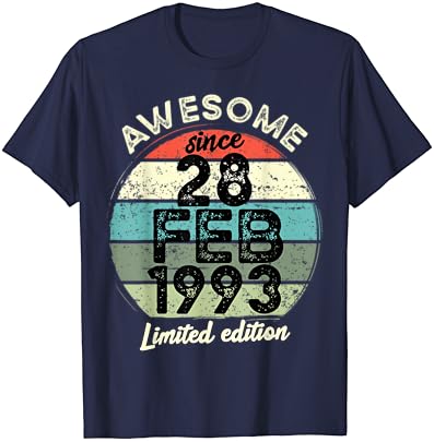 Tshirt de aniversário de 30 anos 28 de fevereiro de 1993 T-shirt de 30º aniversário