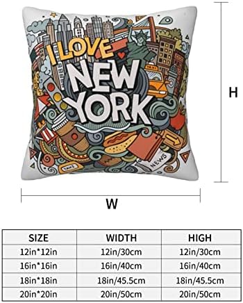 Aseelo desenho animado fofo Nova York American Art Arth Pillow, Caixa de almofada quadrada macia para sofá Sofá Bedroom