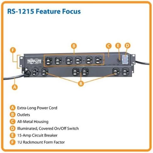 Tripp Lite RS-1215 12 outlet, 15-AM 1U Rack-monting Power Strip
