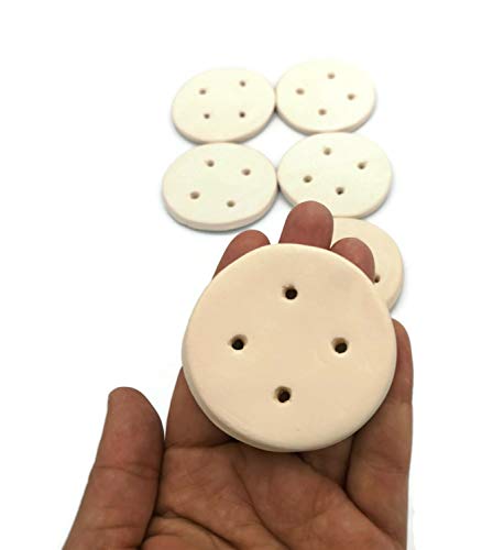 Botões de costura bisque cerâmica feitos à mão em branco prontos para pintar, grande botão plano sem pintura para tricô ou