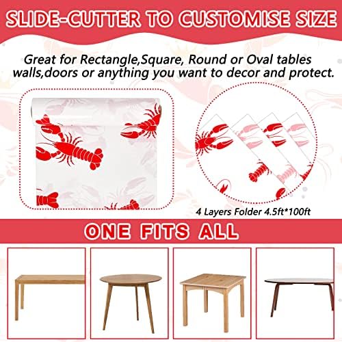MEPase Crawfish Party Toeira de mesa de 100 pés x 54 polegadas Tabela de mesa de plástico de lagosta de lagosta Branca e vermelha