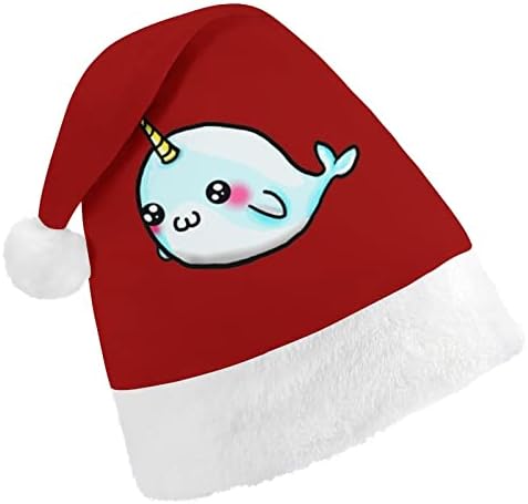 Linda unicórnio de baleia chapéu de natal travesso e lindos chapéus de Papai Noel com borda de pelúcia e lineador