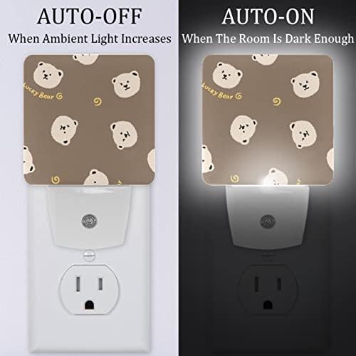 Rodailycay Sensing Light Night Light Cartoon Urso, 2 Pacote Noturna Conecte-se à parede, Luz noturna de LED branca quente para