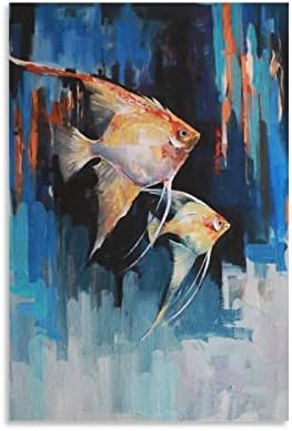 Pintura a óleo pintura abstrata pinturas de peixes tropicais para pinturas de arte de parede de quarto decoração de parede