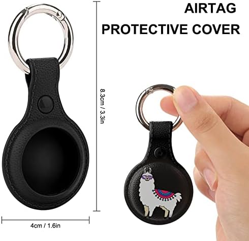 Funny Lhama Alpaca Caso de proteção compatível com o suporte do localizador anti-perdido Airtag com anel-chave para carteira de bagagem