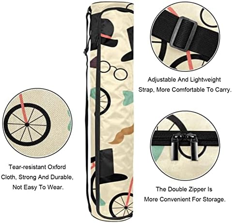 Ratgdn Yoga Mat Bag, British Bicycle Gentleman Hat Exercício de ioga transportadora de tape