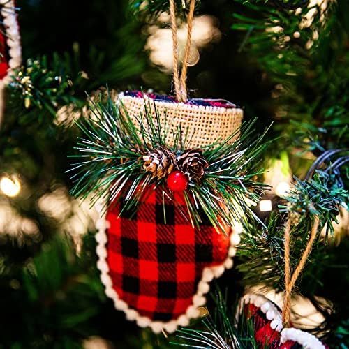 Ornamentos de Natal da fazenda - enfeites rústicos de Natal, decorações de Natal da Buffalo Plaid, Adornos de Navidad, Adornos