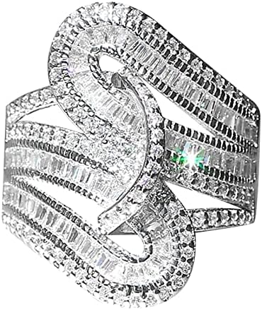 Yistu Anéis finos para mulheres Casal Princesa Cut Diamond Set Ring Moda de luxo Mulheres de noivado Jóias de casamento