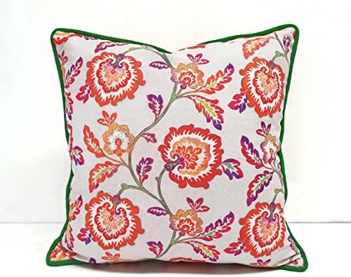 Capa de travesseiro de estampa floral polonesa de dekorinyo - travesseiro de arremesso de arremesso de chumbo laranja, flores de