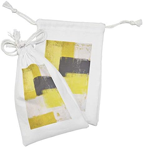 Conjunto de bolsas de tecido cinza e amarelo de Ambessonne, de 2 pincéis abstratos no estilo grunge, estilo de pintura,