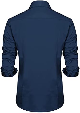 Xxbr camisetas casuais de negócios para homens, 2021 Men's Fall Compollar Business Style Business Solid Color Camisa Tops
