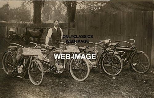 Sometclassics 1912 Vintage Pope Flying Merkel Motorcycle Dealer 8x12 Photo Racing Sign Pennant