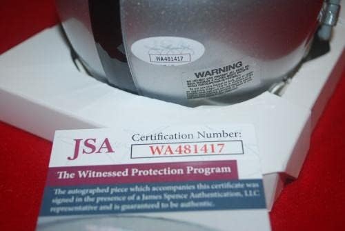 Lincoln Kennedy Oakland Raiders assinou TB Mini Capacete JSA Testemunhou CoA WA81417 - Mini capacetes autografados da NFL