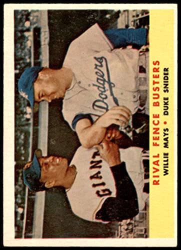 1958 Topps 436 Rival Busters Willie Mays/Duke Snider Los Angeles/São Francisco Dodgers/Giants Ex Dodgers/Giants