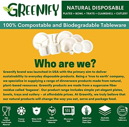 Greenify compostável 5 Companheiro bandeja de papel para uso pesado papel de papel ecologicamente correto feito a partir de