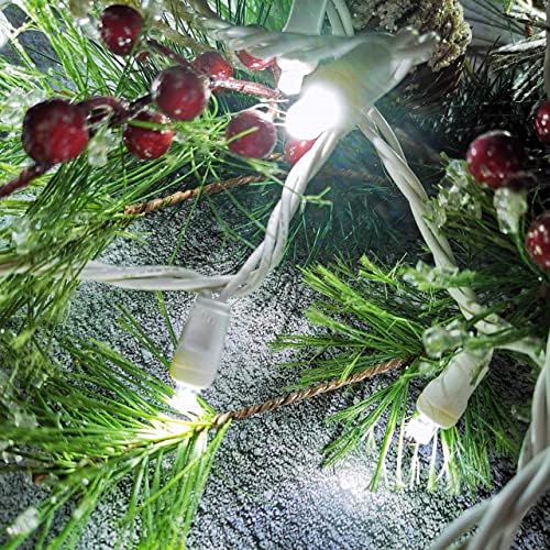 Luzes de Natal 50 LEDs LEDs com 17 pés de luz LED, 120V UL, Luzes de Natal White Wire para uso interno e externo, decorações de festas