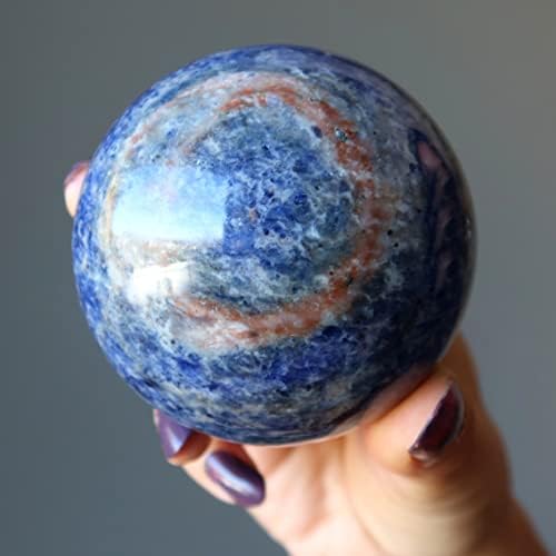 Cristais de cetim esfera de sodalita Bola de cristal de meditação azul 2,5-2,75 polegadas