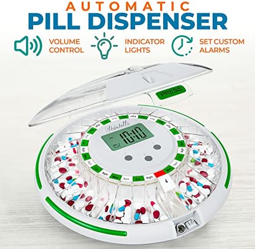 Pointells - dispensador automático de pílula com alarme de som para organizador de medicina cronometrado - máquina de