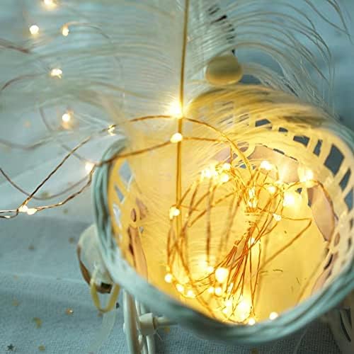 Luzes de corda de energia usb hugyou, luminárias de fadas brancas e brancas de fada de cabo transparente, luzes de corda Luzes de Firefly