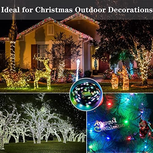 Luzes de Natal ao ar livre, 66ft 18 Alterações de cor luzes de árvore de Natal, 200 luzes de cordas de brilho LED com luzes de