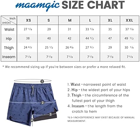 shorts de ginástica maamgica para homens, 7 polegadas de 7 polegadas com liner alongamento 2 em 1 shorts de exercícios homens