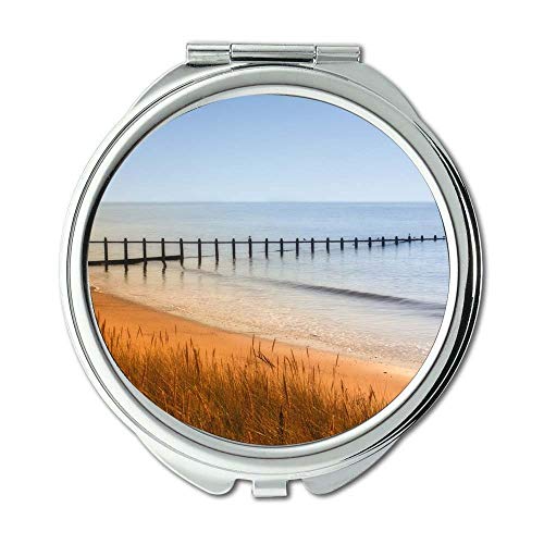 Espelho, espelho de viagem, costa azul de praia, espelho de bolso, espelho portátil