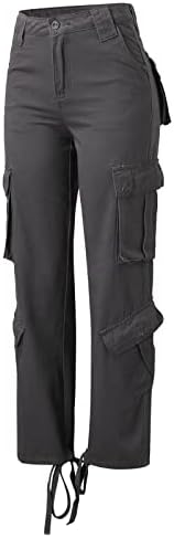 Jean High Women Women Black Wide Perguas Pants para mulheres Plus Size Demin Cargo Demin Cargo com bolso