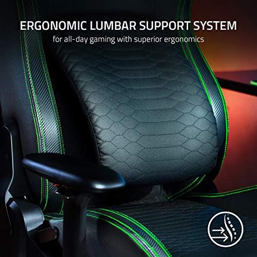 Razer Iskur Gaming -Chair: Sistema de Suporte Lombar Ergonômico - Almofadas de Espuma de Couro Sintéticas de Multi -camadas
