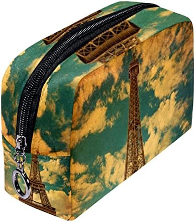 Bolsa de maquiagem tbouobt bolsa de bolsa cosmética bolsa bolsa com zíper, estilo vintage da torre de Paris Eiffel
