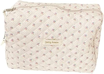 Bolsa de cosméticos portáteis para mulheres, com zíper floral, organizador de viagem, bolsa de embreagem acolchoada para