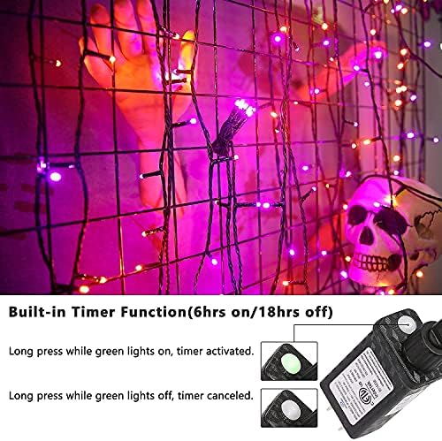 Brizled 100 contagem contagem conectável Orange Halloween Mini Lights + 78,74ft 240 LED Conectável Purple & Orange Halloween Luzes