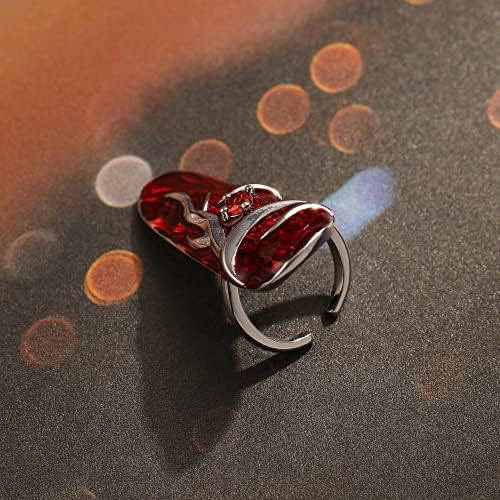 Yumikoo Red Unhas Ringos de unhas góticas anéis de aço ajustáveis ​​para mulheres meninas