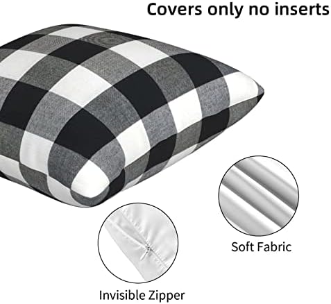 Capas de travesseiros de arremesso xadrez preto e branco