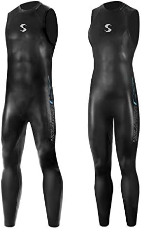 Synergy Triathlon Letsuit de mergulho 3/2mm - Voluição sem mangas de long John Smoothskin Neoprene para nadar em águas abertas Ironman & USAT Aprovado