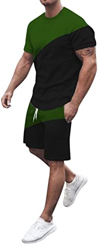 Mens sets curtos roupas de 2 peças, camisetas musculares de manga curta e shorts conjuntos de treinos de trajes de traje