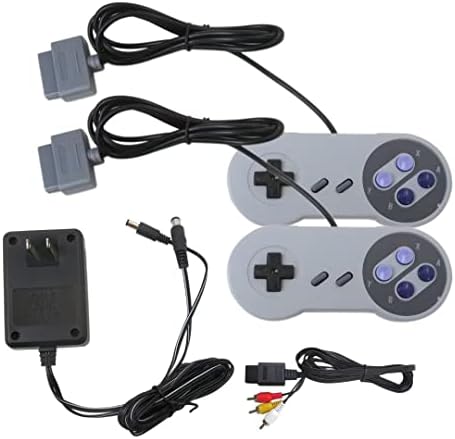 Novo conjunto de jogos de substituição Compatível para Super Nintendo SNES, adaptador de energia a cabo AV com 2