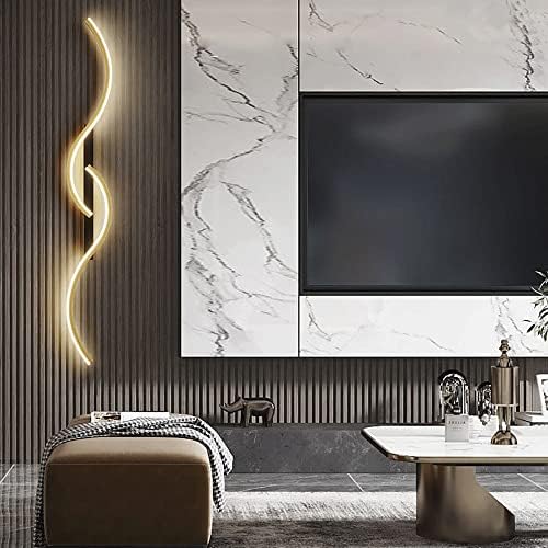 Lâmpada de parede do quarto LED moderno Taimowei, lâmpada de parede linear de metal linear dourado, lâmpadas de parede