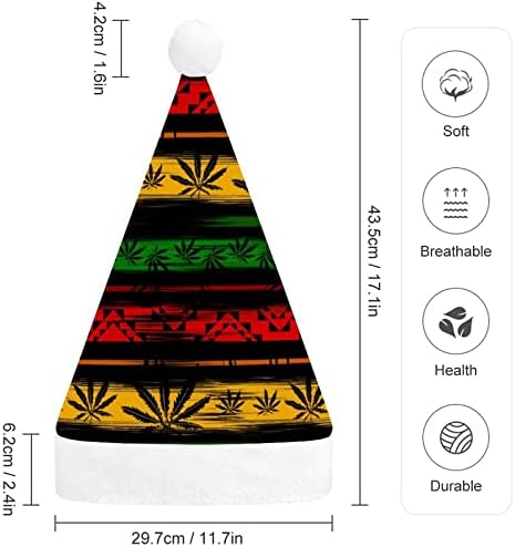 Rastafarian Art Marijuana Padrão Chapéu de Natal Papai Noel para adultos unissex Comfort Comfort Classic Xmas Cap for Christmas