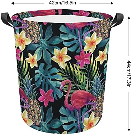 Foduoduo cesta de cesta de flamingo rosa e cesto de lavanderia sonhadora com alças cesto dobrável Saco de armazenamento
