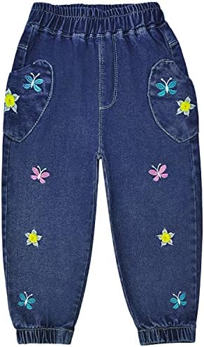 Peacolate 18m-7t Toddler Big Girls Calça Conjunto de roupas de 2pcs Top de algodão e jeans