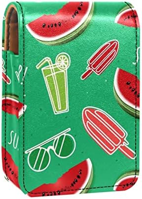 Summer Drinks Icesses Watermellons Lipstick Case With Mirror for Purse Portable Case Holder Organization